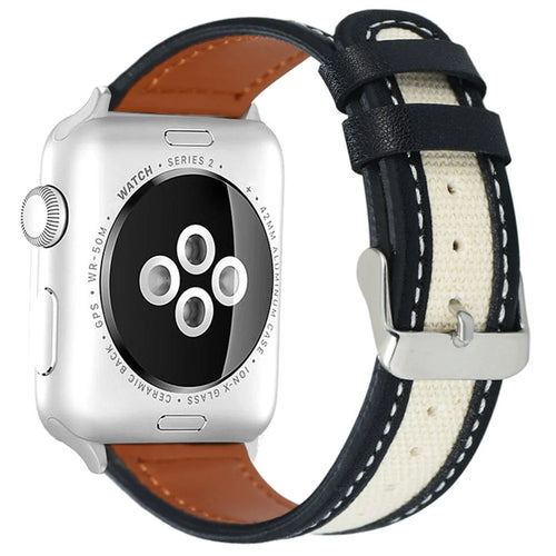 KALEBOL For Apple Watch Ultra 3 2 1 49mm / Series 11 10 46mm / 9 8 7 45mm / SE3 SE2 SE 6 5 4 44mm / 3 2 1 42mm Dual Color Watch Band - Black+White - 1
