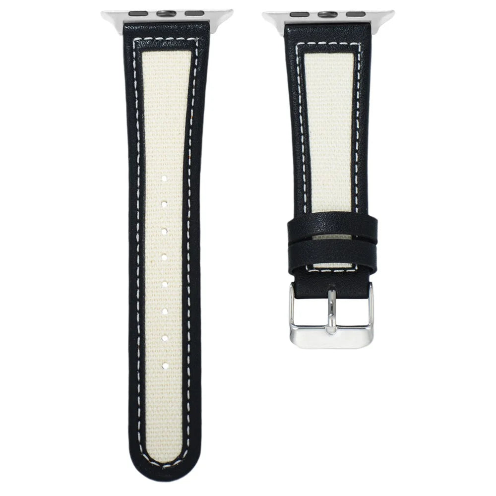 KALEBOL For Apple Watch Ultra 3 2 1 49mm / Series 11 10 46mm / 9 8 7 45mm / SE3 SE2 SE 6 5 4 44mm / 3 2 1 42mm Dual Color Watch Band - Black+White - 2