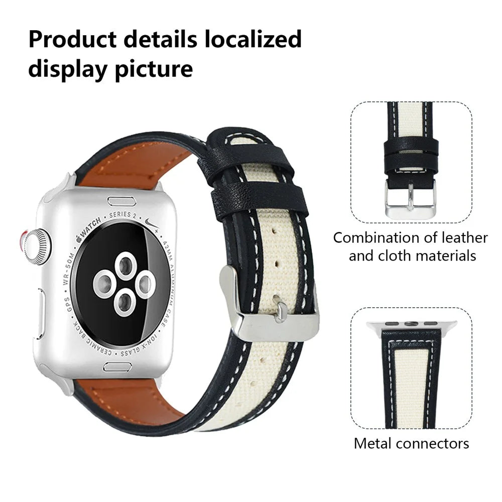 KALEBOL For Apple Watch Ultra 3 2 1 49mm / Series 11 10 46mm / 9 8 7 45mm / SE3 SE2 SE 6 5 4 44mm / 3 2 1 42mm Dual Color Watch Band - Black+White - 3