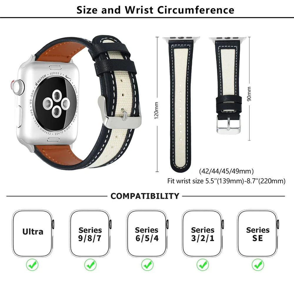 KALEBOL For Apple Watch Ultra 3 2 1 49mm / Series 11 10 46mm / 9 8 7 45mm / SE3 SE2 SE 6 5 4 44mm / 3 2 1 42mm Dual Color Watch Band - Black+White - 4