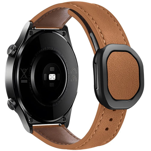 KALEBOL For Huawei Watch 4 / 4 Pro / GT 4 46mm Watch Strap 22mm Nautilus Magnetic Buckle Genuine Cow Leather Band - Brown - 1