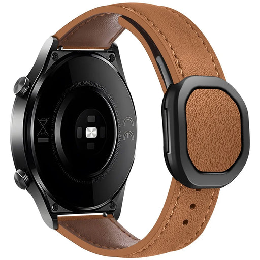 KALEBOL For Huawei Watch GT 3 42mm / GT 3 Pro 43mm Watch Strap 20mm Nautilus Magnetic Buckle Genuine Cow Leather Band - Brown - 1