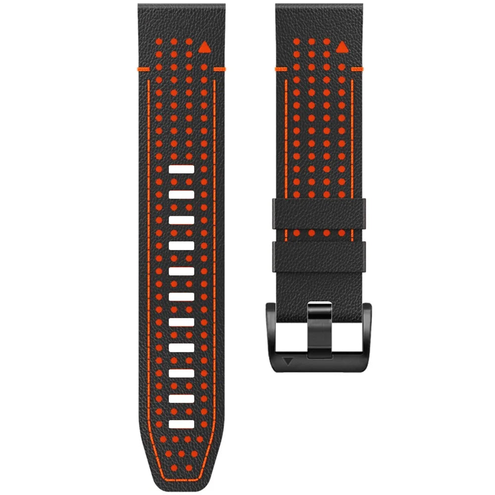 KALEBOL For Garmin Fenix 7X / 7X Pro 51mm / 6X / 6X Pro QuickFit 26mm Silicone Watch Band Dual Color Dot Holes Design - Black+Orange - 3
