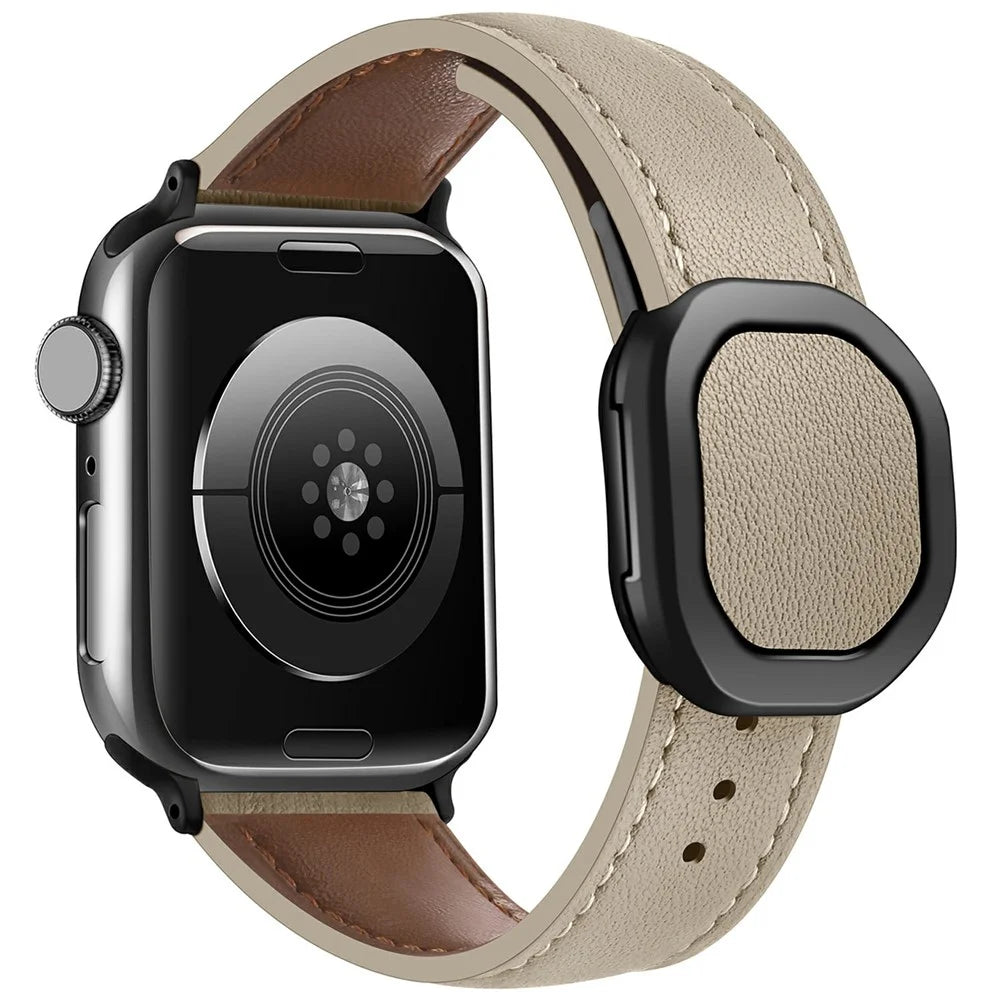 KALEBOL For Apple Watch Series 11 10 42mm / 9 8 7 41mm / SE3 SE2 SE 6 5 4 40mm / 3 2 1 38mm Genuine Cow Leather Band - Apricot - 1