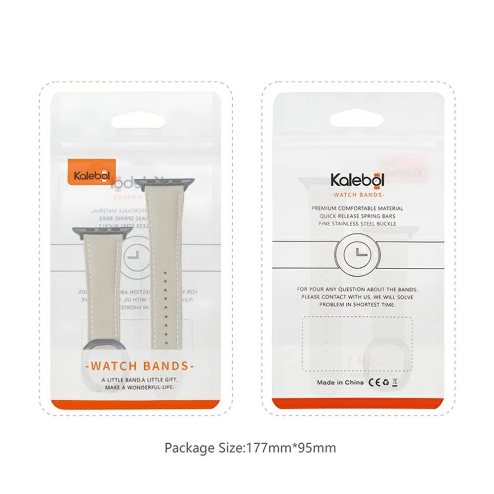 KALEBOL For Apple Watch Series 11 10 42mm / 9 8 7 41mm / SE3 SE2 SE 6 5 4 40mm / 3 2 1 38mm Genuine Cow Leather Band - Apricot - 4