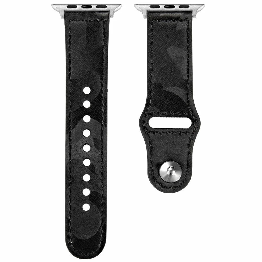 KALEBOL For Apple Watch Ultra 3 2 1 49mm / Series 11 10 46mm / 9 8 7 45mm / SE3 SE2 SE 6 5 4 44mm / 3 2 1 42mm Genuine Cow Leather Strap - Black - 1