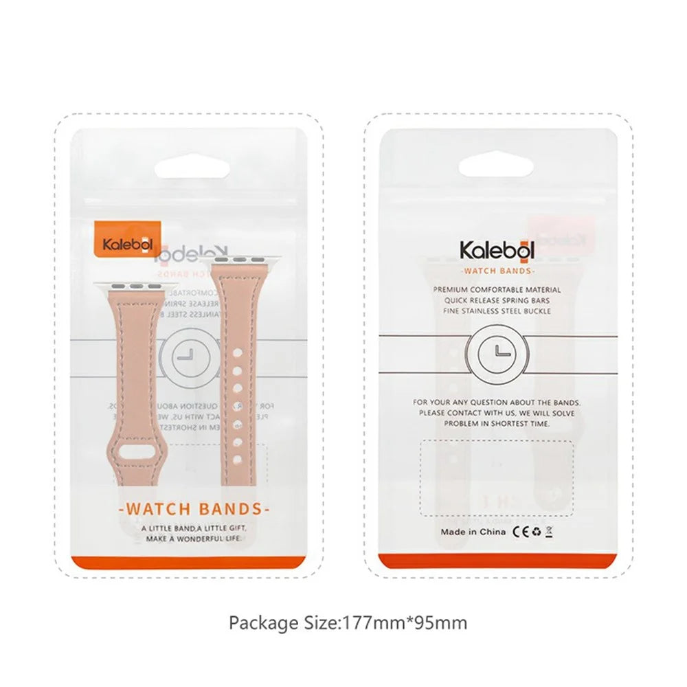 KALEBOL For Apple Watch Ultra 3 2 1 49mm / Series 11 10 46mm / 9 8 7 45mm / SE3 SE2 SE 6 5 4 44mm / 3 2 1 42mm Watch Strap, Small Buckle - Brown - 5
