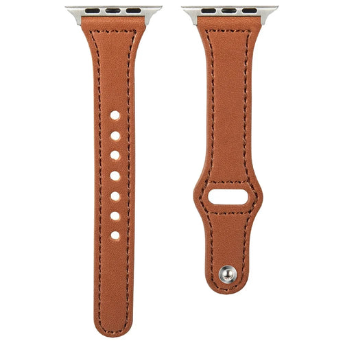 KALEBOL For Apple Watch Series 11 10 42mm / 9 8 7 41mm / SE3 SE2 SE 6 5 4 40mm / 3 2 1 38mm Watch Strap, Small Buckle - Brown - 1