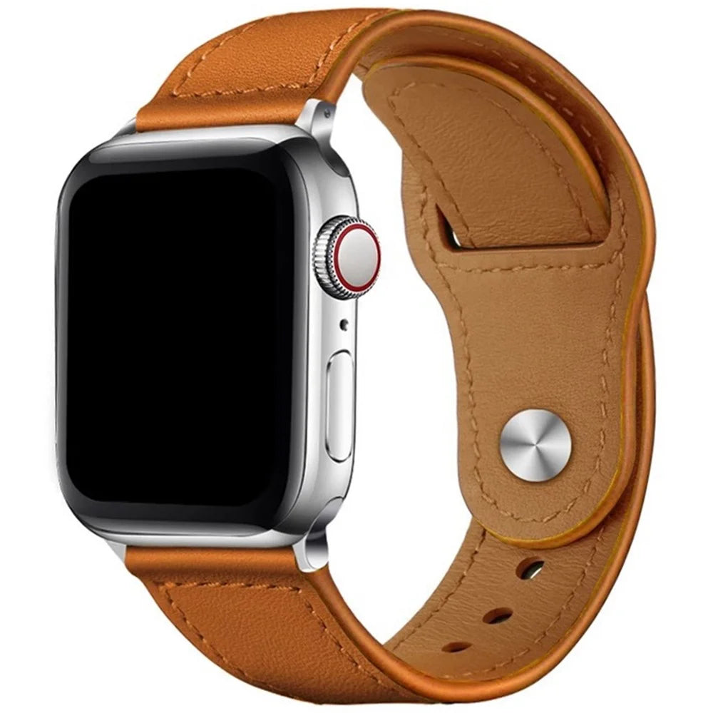KALEBOL For Apple Watch Series 11 10 42mm / 9 8 7 41mm / SE3 SE2 SE 6 5 4 40mm / 3 2 1 38mm Watch Strap, Large Buckle - Brown - 2