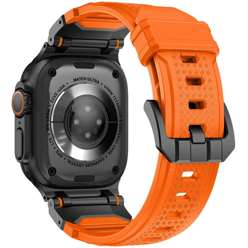 For Apple Watch Ultra 3 2 1 49mm / Series 11 10 46mm / 9 8 7 45mm / SE3 SE2 SE 6 5 4 44mm / 3 2 1 42mm Liquid Silicone Strap - Titanium+Orange - 1