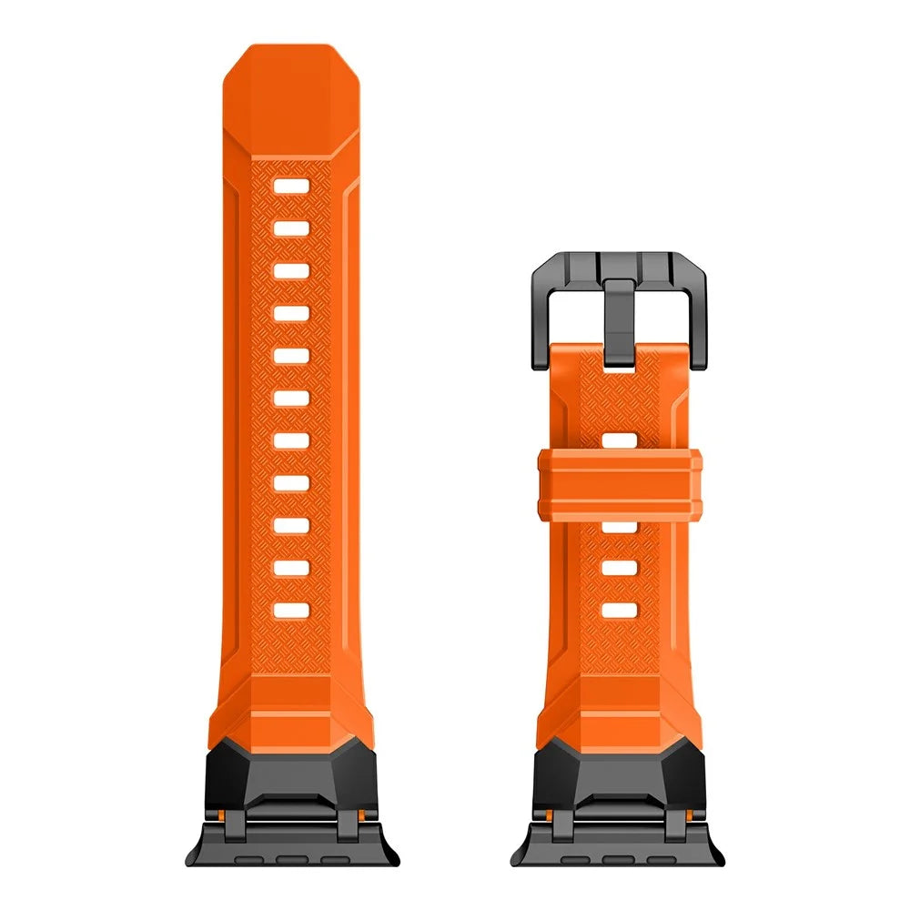For Apple Watch Ultra 3 2 1 49mm / Series 11 10 46mm / 9 8 7 45mm / SE3 SE2 SE 6 5 4 44mm / 3 2 1 42mm Liquid Silicone Strap - Titanium+Orange - 5