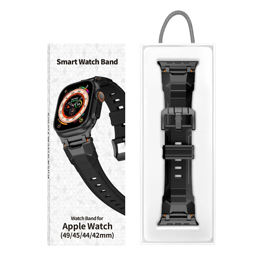 For Apple Watch Ultra 3 2 1 49mm / Series 11 10 46mm / 9 8 7 45mm / SE3 SE2 SE 6 5 4 44mm / 3 2 1 42mm Liquid Silicone Strap - Titanium+Orange - 6