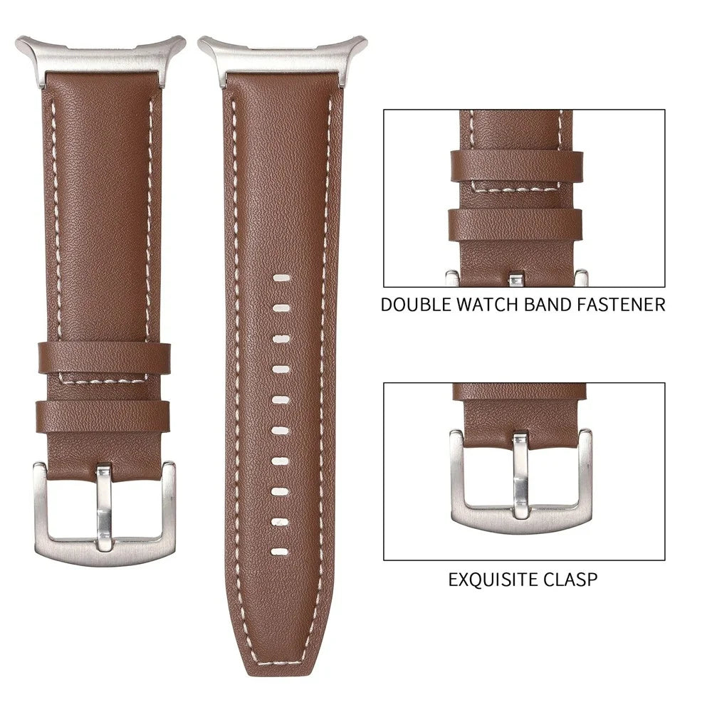 For Samsung Galaxy Watch Ultra2 47mm / Watch Ultra (2025) 47mm / Watch Ultra 47mm Watch Strap Genuine Cow Leather Wrist Band Replacement - Dark Brown - 4