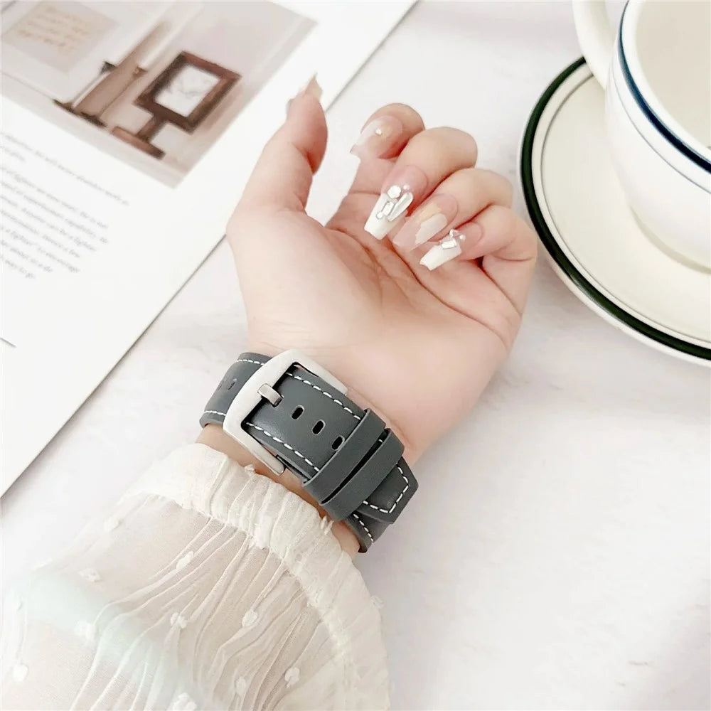 For Samsung Galaxy Watch Ultra2 47mm / Watch Ultra (2025) 47mm / Watch Ultra 47mm Watch Strap Genuine Cow Leather Wrist Band Replacement - Dark Brown - 5