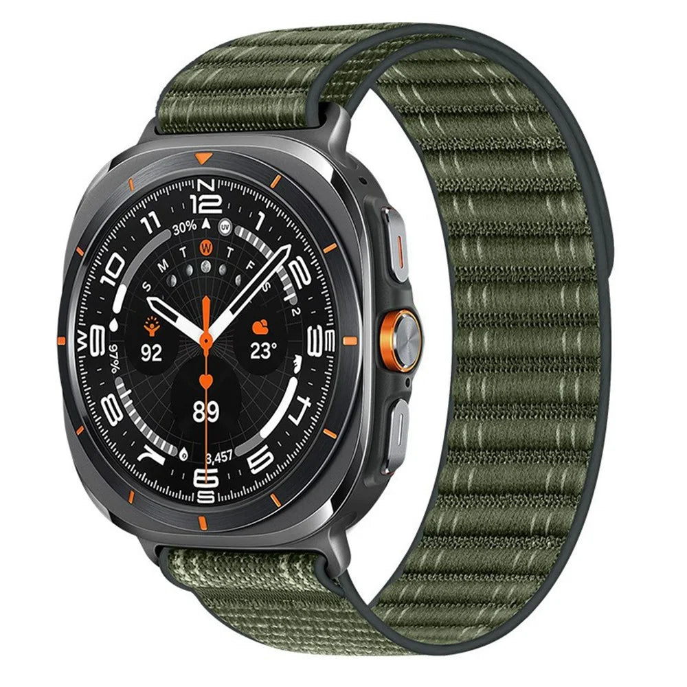 For Samsung Galaxy Watch Ultra2 47mm / Watch Ultra (2025) 47mm / Watch Ultra 47mm Nylon Watch Strap Loop Wristband Replacement - Army Green - 2