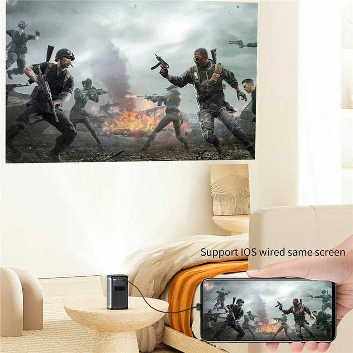 C2000DLP Android 9.0 Portable 3D Mini Projector with Tripod WiFi Home Theater, 2G+32G (CE Certified) - US Plug - 3