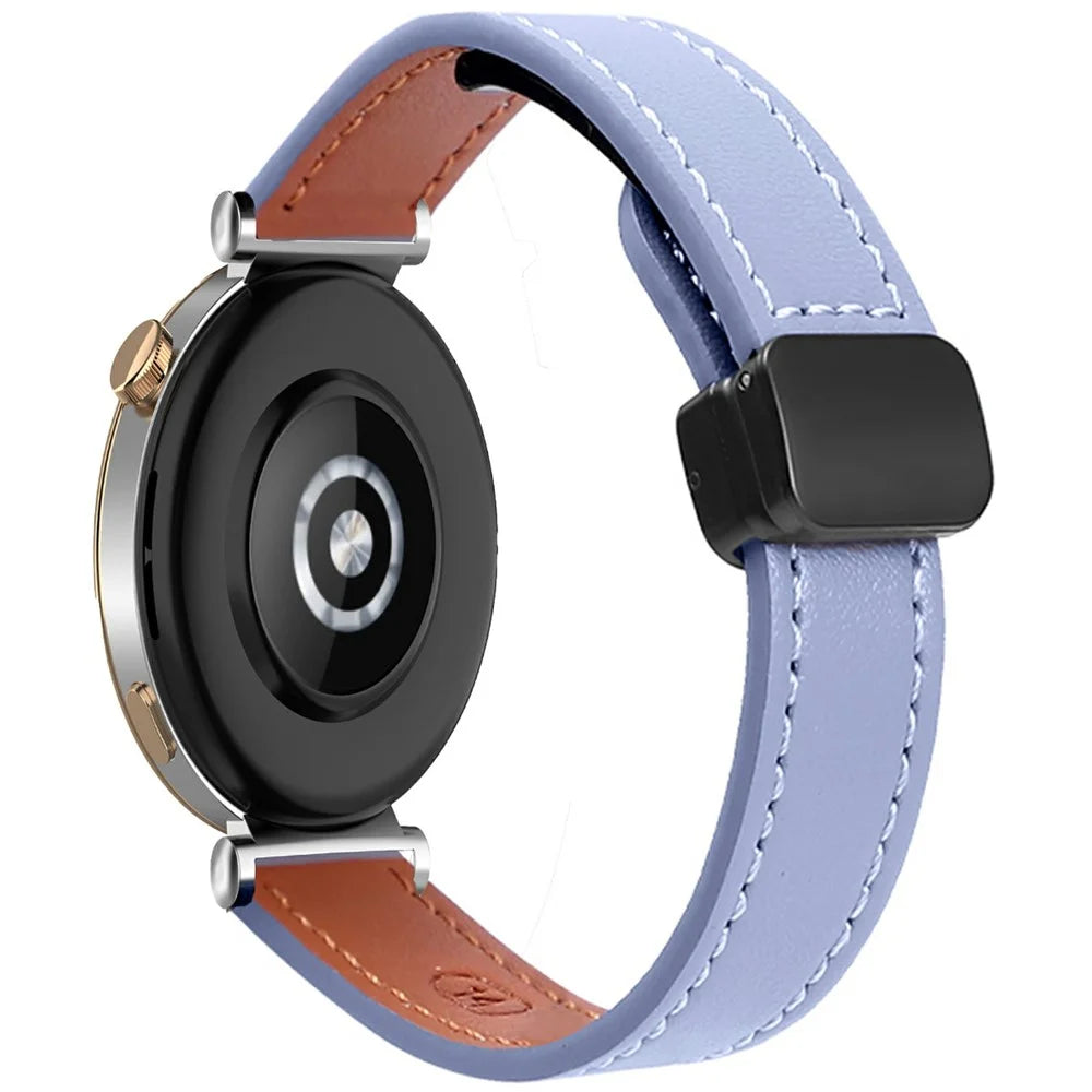 For Samsung Galaxy Watch3 45mm / Watch 46mm / Huawei Watch GT 4 46mm / Watch 4 22mm Magnetic Buckle Slim Microfiber Leather Watch Strap - Purple - 1