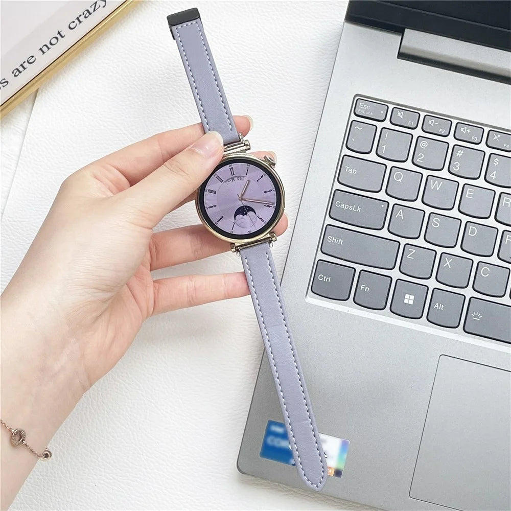 For Samsung Galaxy Watch3 45mm / Watch 46mm / Huawei Watch GT 4 46mm / Watch 4 22mm Magnetic Buckle Slim Microfiber Leather Watch Strap - Purple - 3