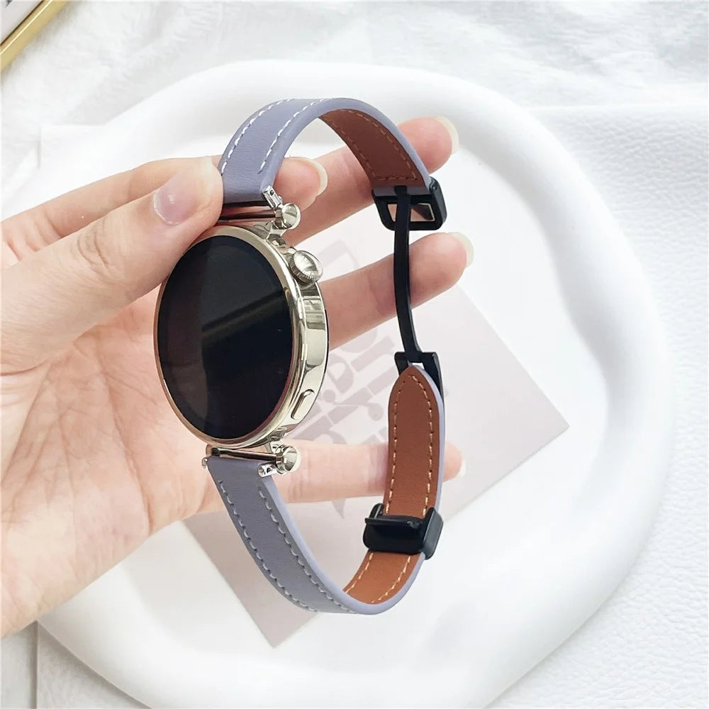 For Samsung Galaxy Watch7 / Watch FE / Watch6 / Watch 5 / Watch4 Universal 20mm Magnetic Buckle Slim Microfiber Leather Watch Strap - Purple - 4