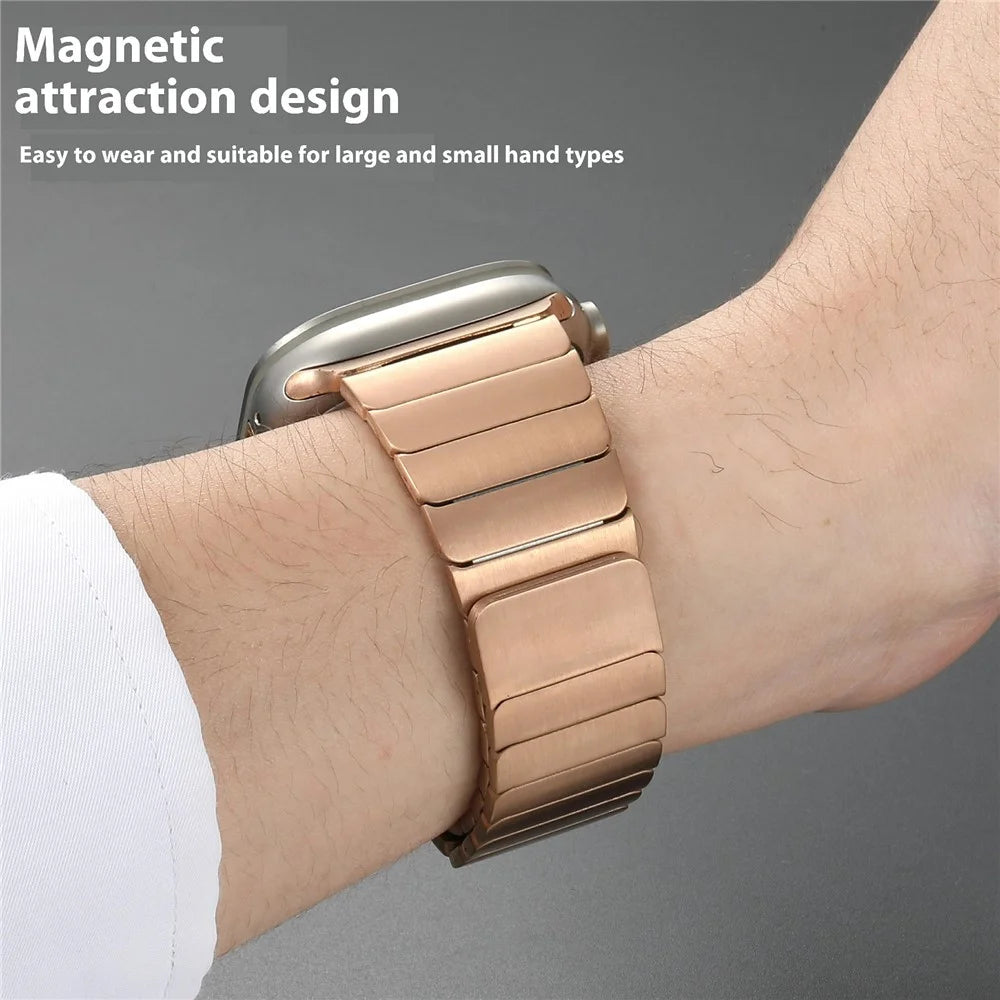 For Apple Watch Series 11 10 42mm / 9 8 7 41mm / SE3 SE2 SE 6 5 4 40mm / 3 2 1 38mm Magnetic Metal Watch Strap - Silver - 5