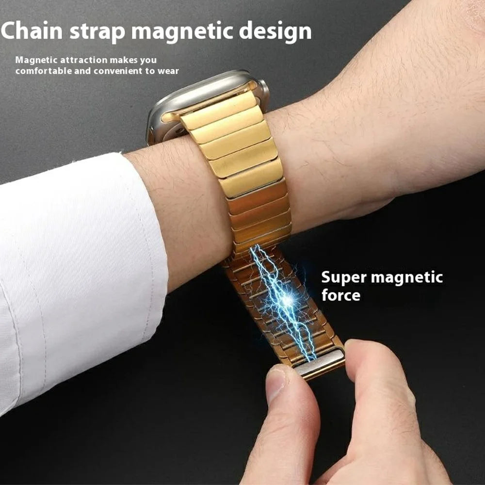 For Apple Watch Ultra 3 2 1 49mm / Series 11 10 46mm / 9 8 7 45mm / SE3 SE2 SE 6 5 4 44mm / 3 2 1 42mm Magnetic Metal Watch Strap - Silver - 4
