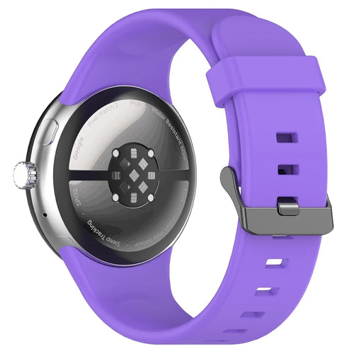 For Google Pixel Watch 4 45mm / Watch 3 45mm Silicone Watch Band Replacement Strap with Metal Connector - Purple - 1