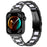 For Huawei Watch Fit 3 Metal Alloy Watch Band Rhinestones Resin Wristband Bracelet - Black+White - 2