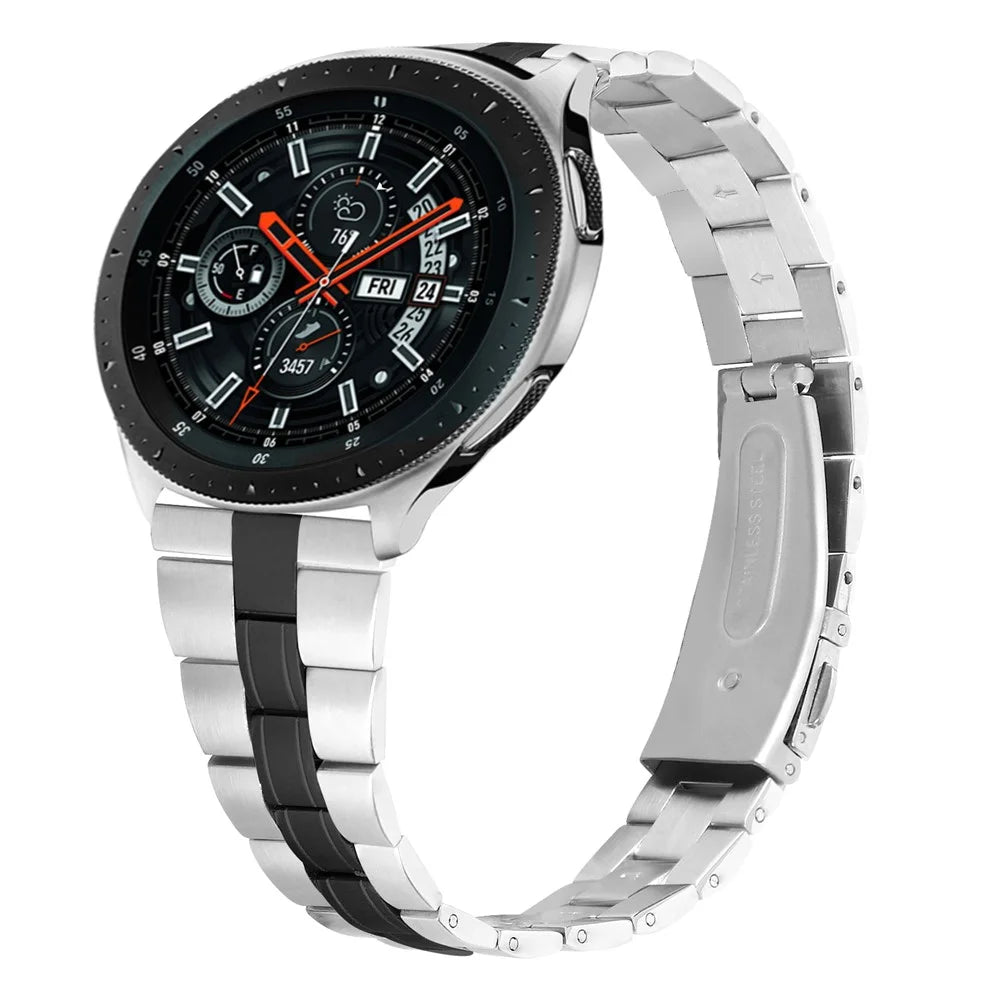 Stainless Steel Chain Three Bead Buckle Design Watchband Replacement for Samsung Galaxy Watch 46mm/Gear S3 Classic/Frontier - Black - 2
