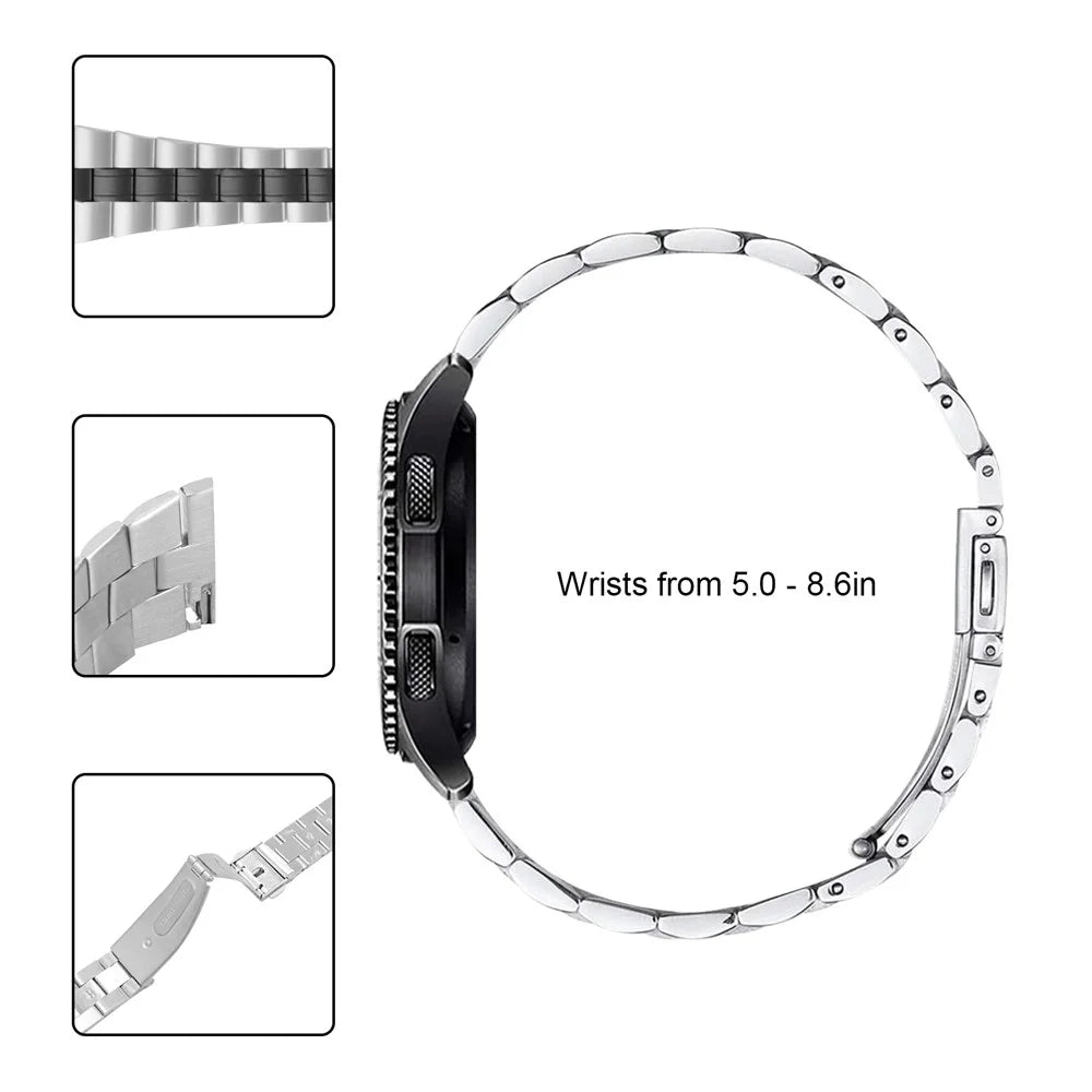 Stainless Steel Chain Three Bead Buckle Design Watchband Replacement for Samsung Galaxy Watch 46mm/Gear S3 Classic/Frontier - Black - 5