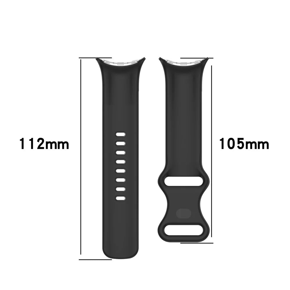 For Google Pixel Watch 4 45mm / Watch 3 45mm Replacement Strap 8 Shape Silicone Watch Band with Silver Buckle, Size S - Black - 7