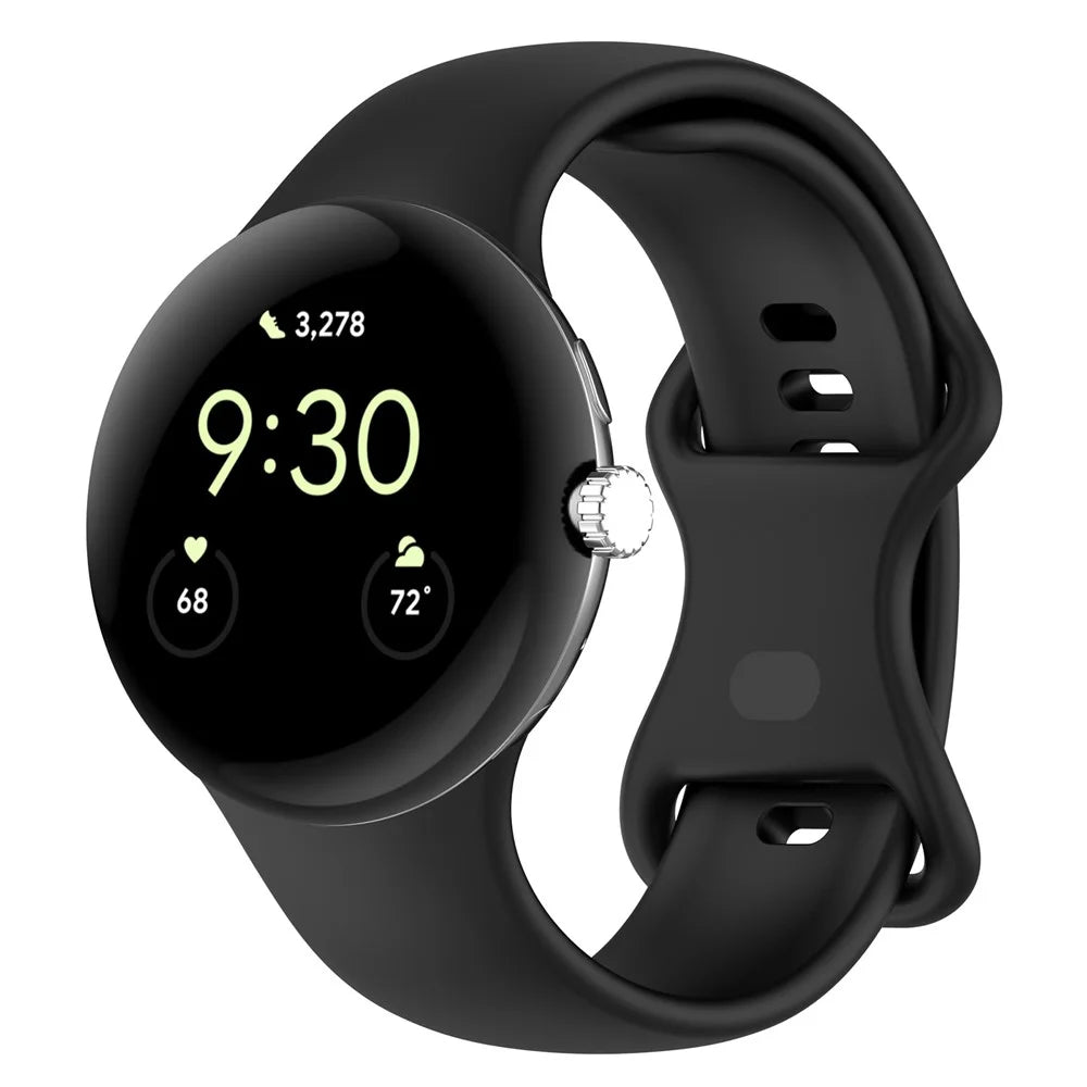 For Google Pixel Watch 4 45mm / Watch 3 45mm Replacement Strap 8 Shape Silicone Watch Band with Color Buckle, Size S - Black - 2