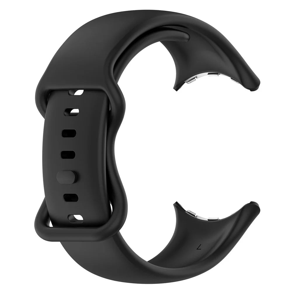 For Google Pixel Watch 4 45mm / Watch 3 45mm Replacement Strap 8 Shape Silicone Watch Band with Color Buckle, Size S - Black - 3