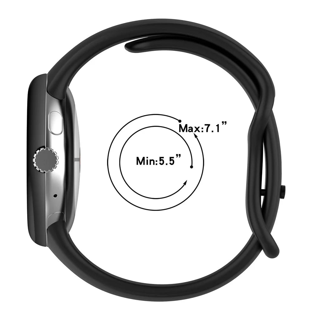 For Google Pixel Watch 4 45mm / Watch 3 45mm Replacement Strap 8 Shape Silicone Watch Band with Color Buckle, Size S - Black - 7