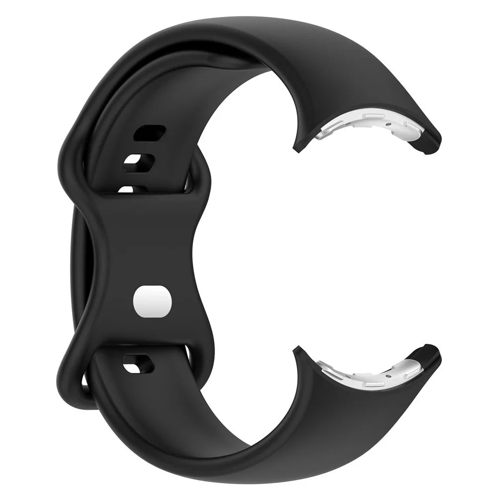 For Google Pixel Watch 4 45mm / Watch 3 45mm Replacement Strap 8 Shape Silicone Watch Band with Silver Buckle, Size L - Black - 3