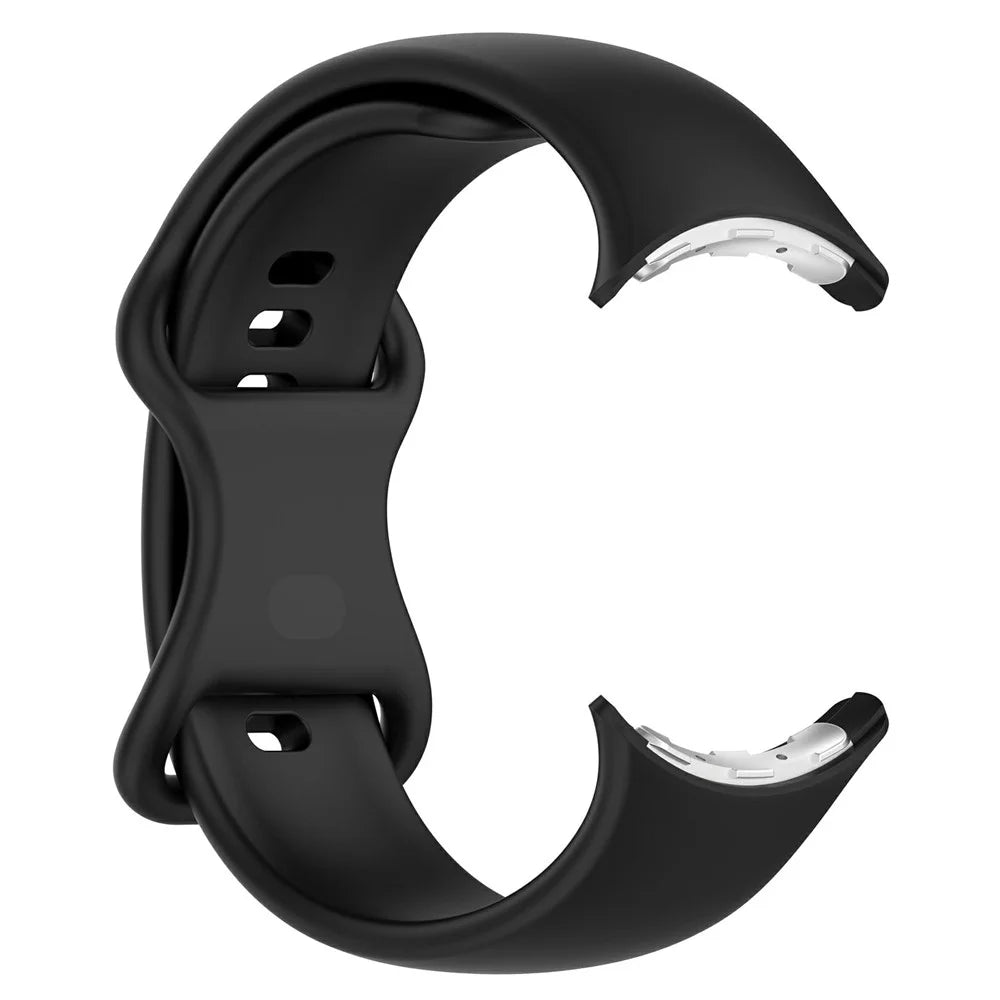 For Google Pixel Watch 4 45mm / Watch 3 45mm Replacement Strap 8 Shape Silicone Watch Band with Color Buckle, Size L - Black - 4