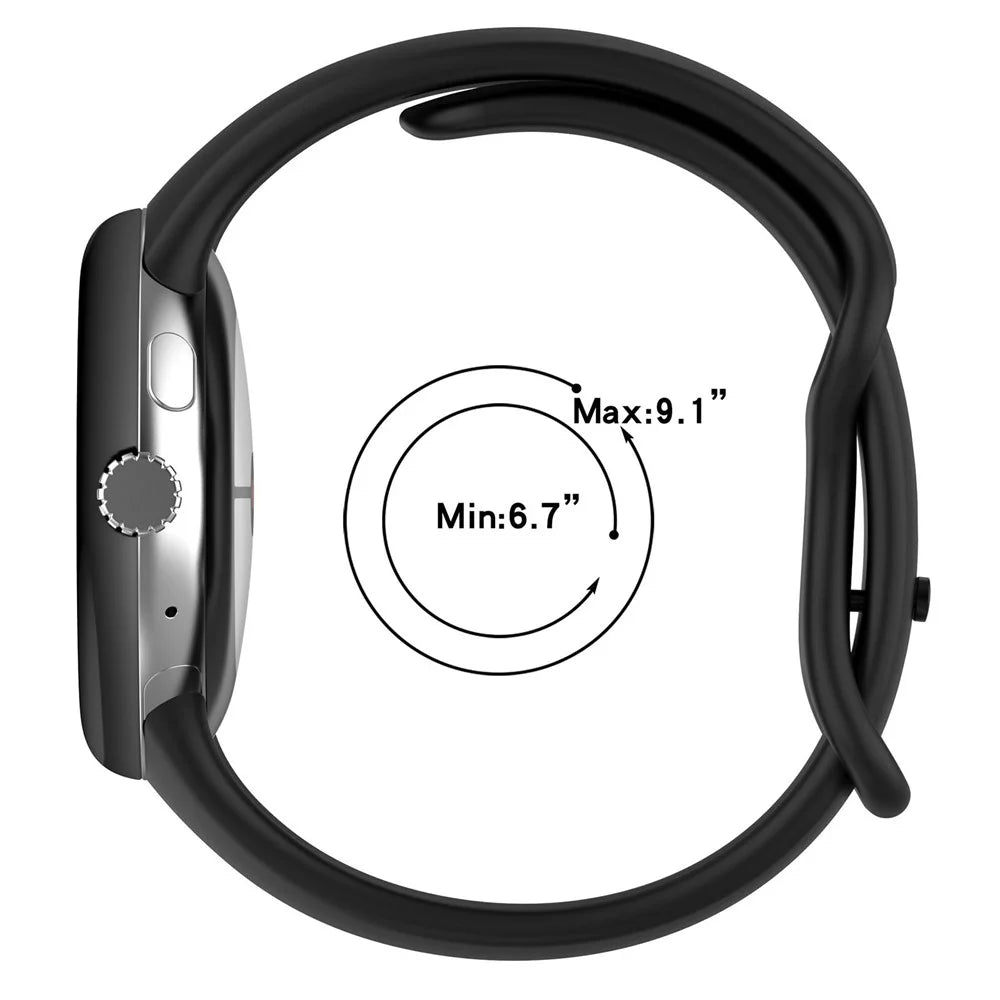 For Google Pixel Watch 4 45mm / Watch 3 45mm Replacement Strap 8 Shape Silicone Watch Band with Color Buckle, Size L - Black - 7