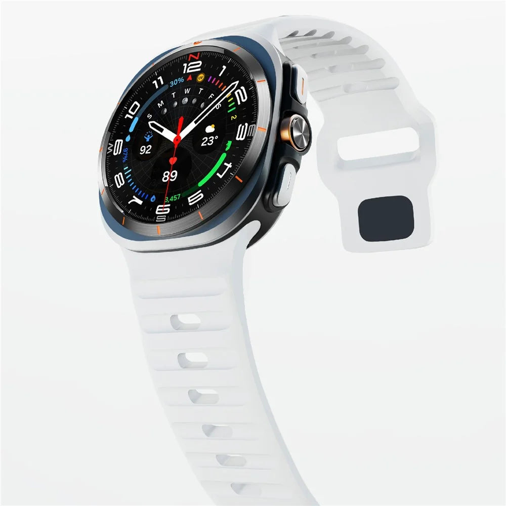 For Samsung Galaxy Watch Ultra2 47mm / Watch Ultra (2025) 47mm / Watch Ultra 47mm Silicone Watch Band Breathable Sport  Watch Strap - White - 4