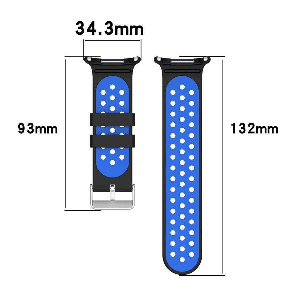 For Samsung Galaxy Watch Ultra2 47mm / Watch Ultra (2025) 47mm / Watch Ultra 47mm Silicone Sport Strap Breathable Dual Color Watch Strap - Black  /  Blue - 4