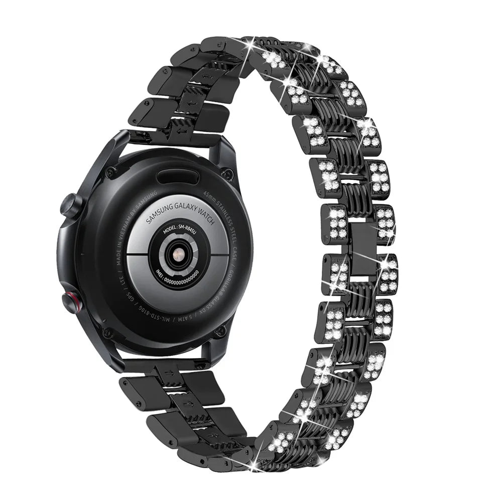 Rhinestone Decor Thread Watch Strap Replacement for Samsung Galaxy Watch3 41mm - Black - 1