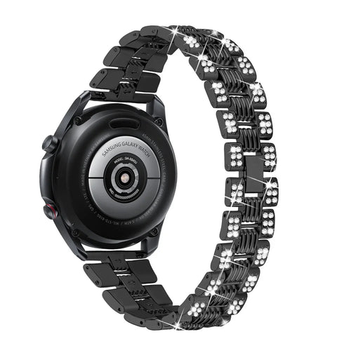 Rhinestone Decor Thread Watch Strap Replacement for Samsung Galaxy Watch3 41mm - Black - 1