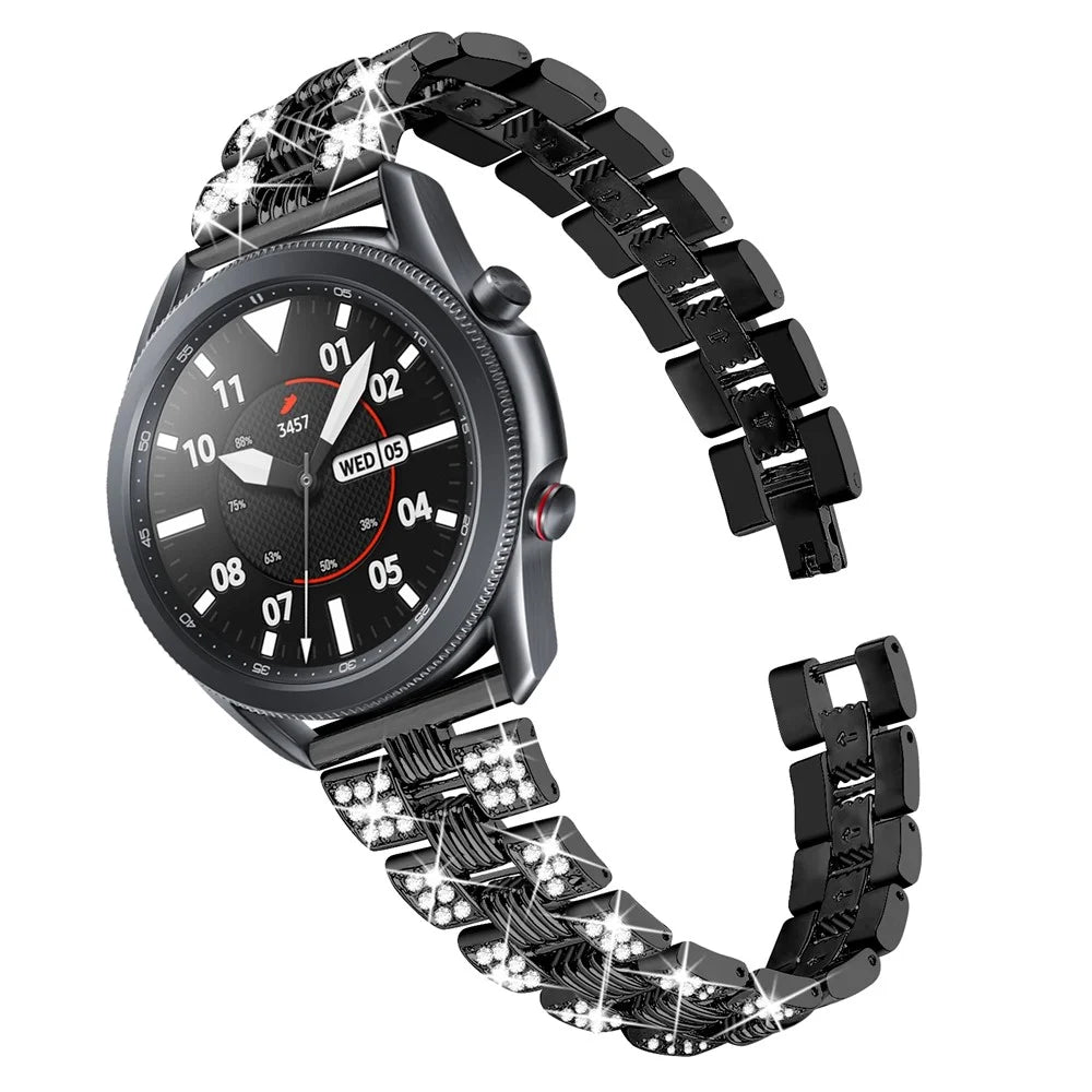 Rhinestone Decor Thread Watch Strap Replacement for Samsung Galaxy Watch3 41mm - Black - 2