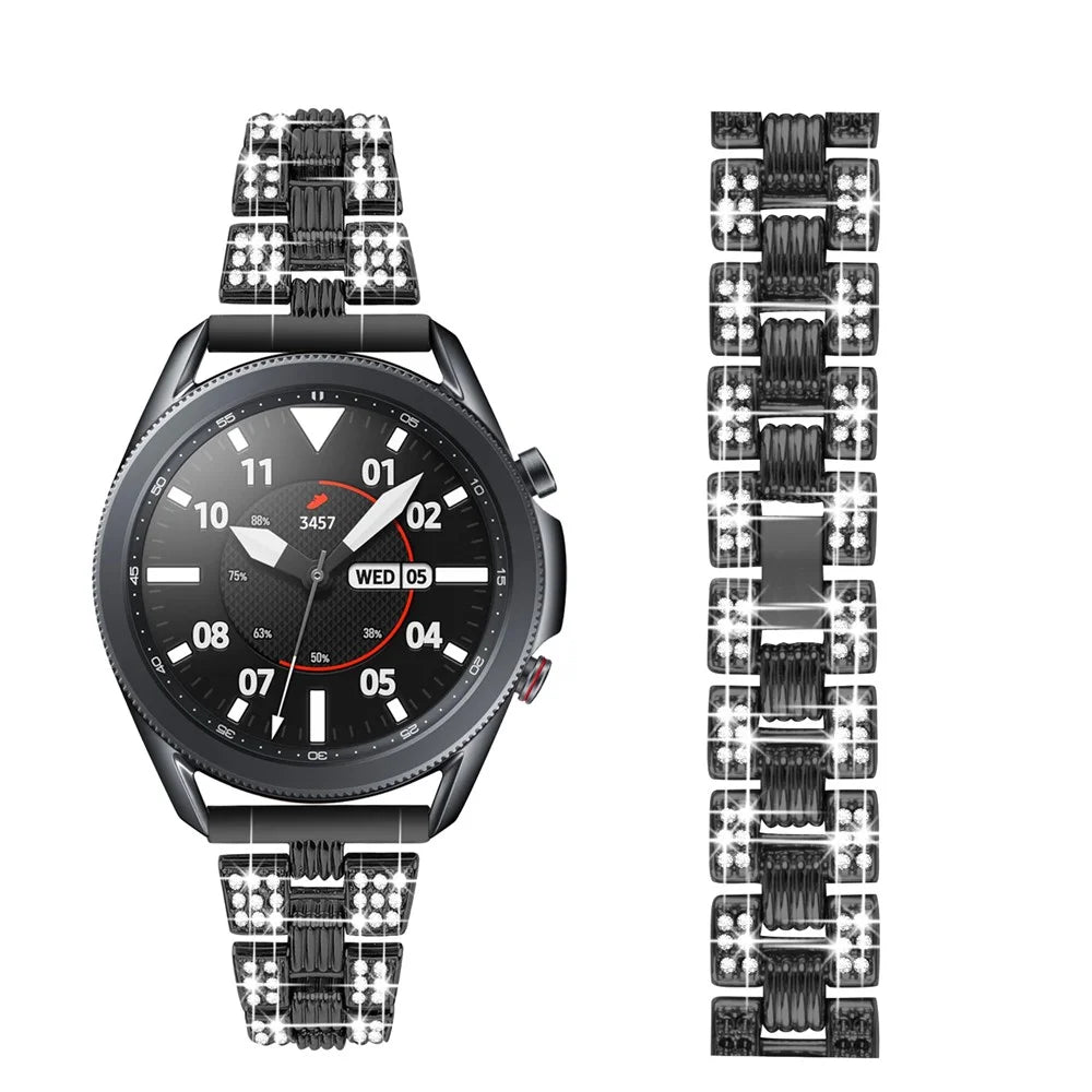 Rhinestone Decor Thread Watch Strap Replacement for Samsung Galaxy Watch3 41mm - Black - 3