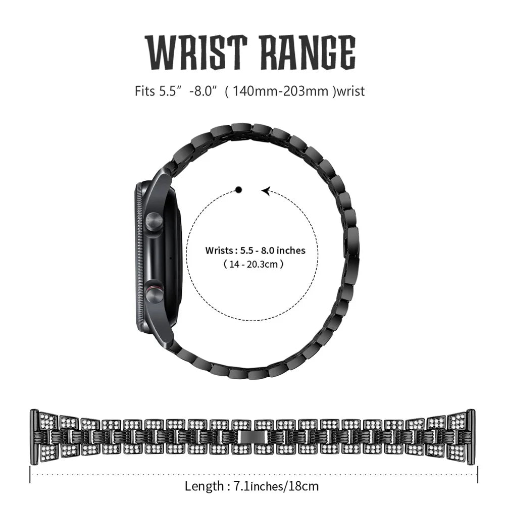 Rhinestone Decor Thread Watch Strap Replacement for Samsung Galaxy Watch3 41mm - Black - 7