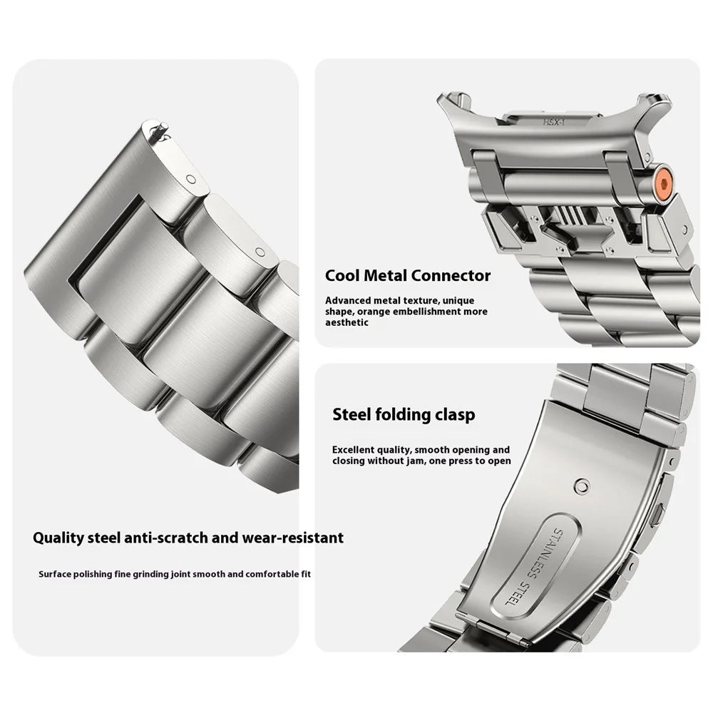 For Samsung Galaxy Watch Ultra2 47mm / Watch Ultra (2025) 47mm / Watch Ultra 47mm Watch Band Stainless Steel Replacement Strap - Starlight - 3