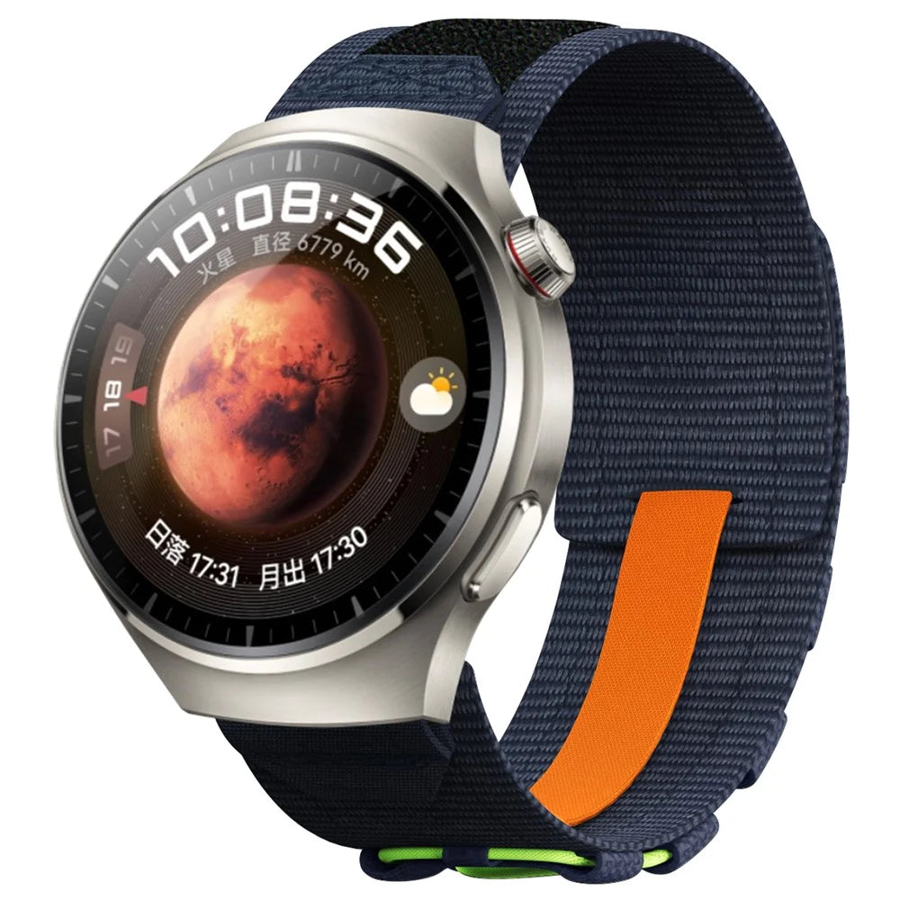 22mm Nylon Sport Band For Huawei Watch GT 4 46mm  /  Watch 4 Pro  /  Watch 4 Wrist Strap Replacement - Midnight Blue - 2