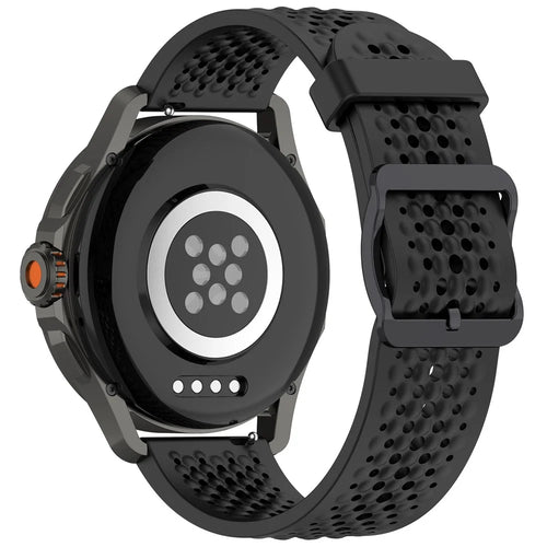 For Xiaomi Watch S4 Sport / Samsung Galaxy Watch3 45mm / Watch 42mm Silicone 22mm Multiple Holes Breathable Watch Strap - Black - 1