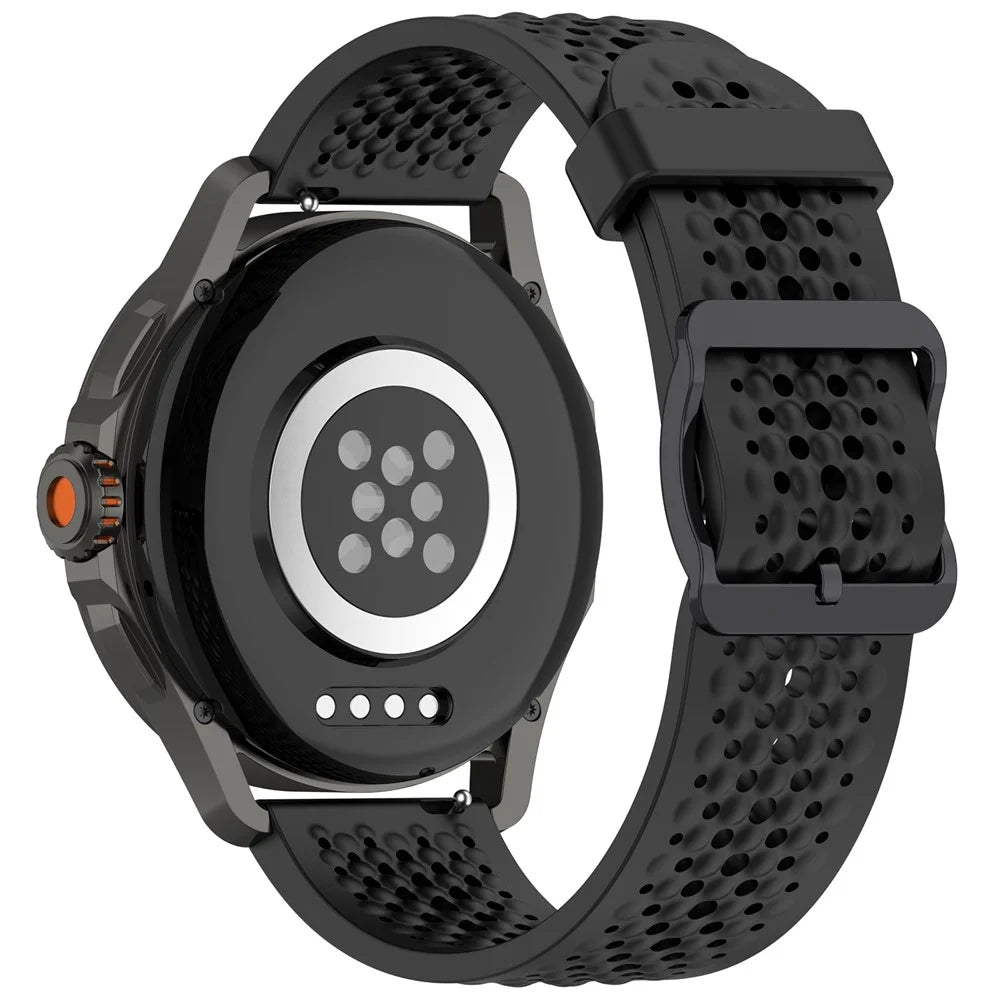For Samsung Galaxy Watch FE 40mm / Watch7 44mm / 40mm Silicone 20mm Multiple Holes Breathable Watch Strap - Black - 1