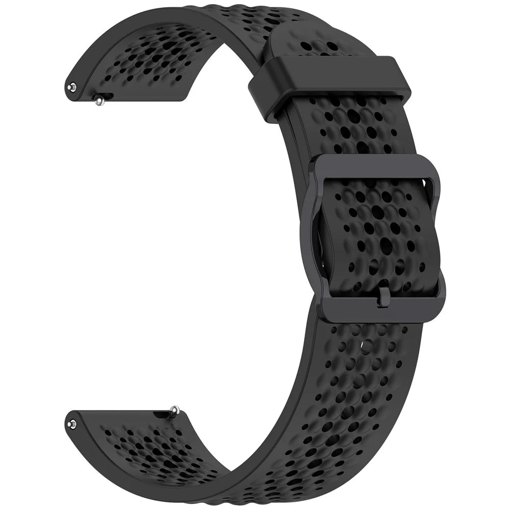For Samsung Galaxy Watch FE 40mm / Watch7 44mm / 40mm Silicone 20mm Multiple Holes Breathable Watch Strap - Black - 2