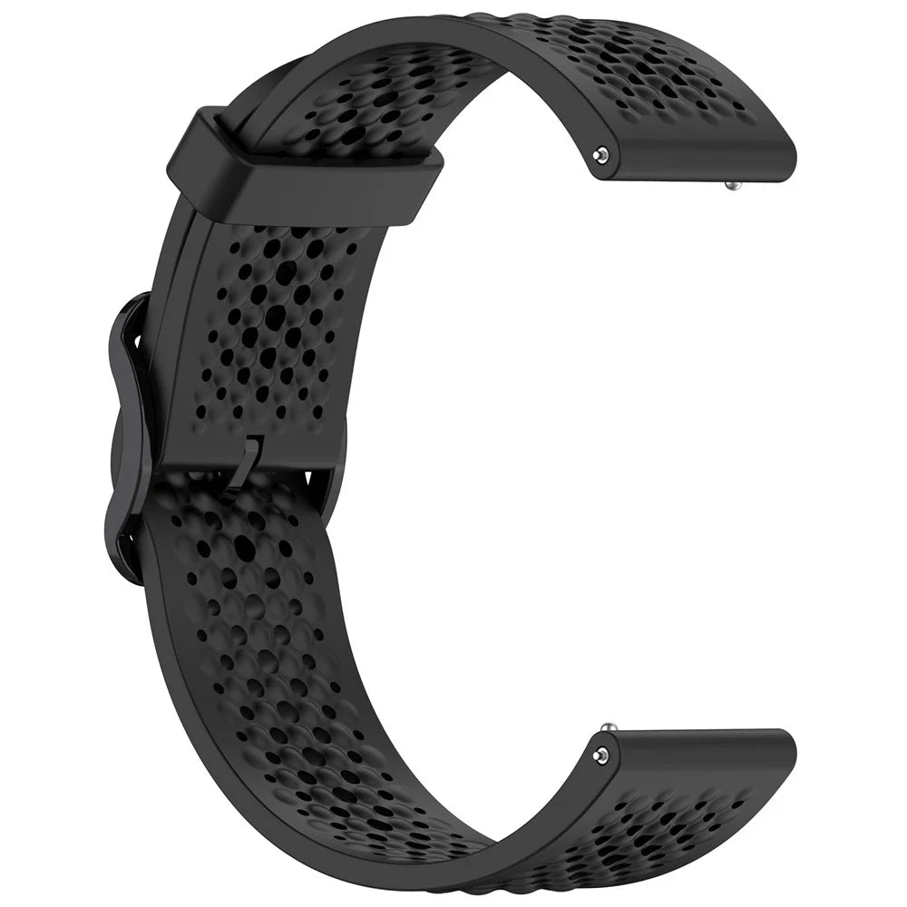 For Samsung Galaxy Watch FE 40mm / Watch7 44mm / 40mm Silicone 20mm Multiple Holes Breathable Watch Strap - Black - 3
