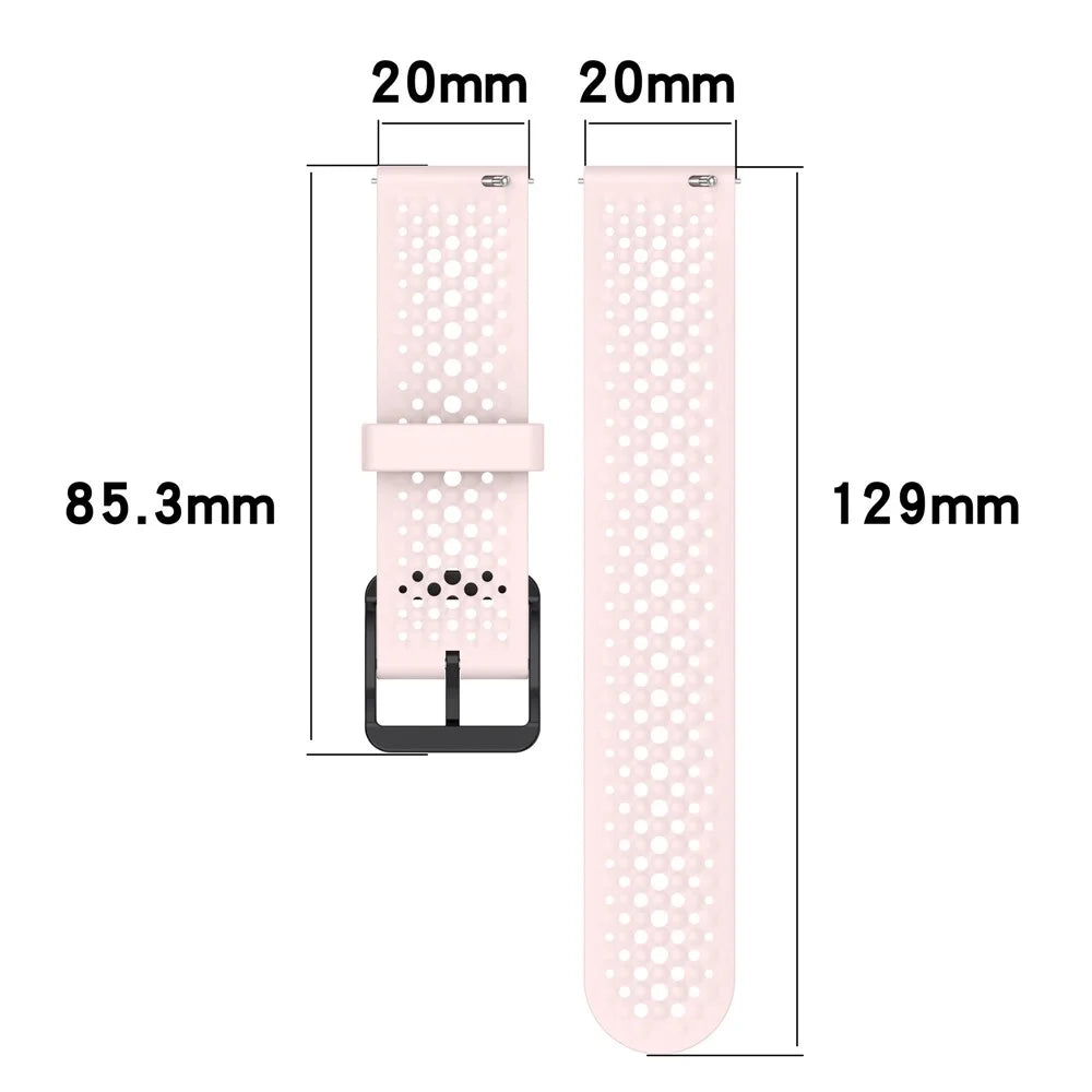 For Samsung Galaxy Watch FE 40mm / Watch7 44mm / 40mm Silicone 20mm Multiple Holes Breathable Watch Strap - Black - 6